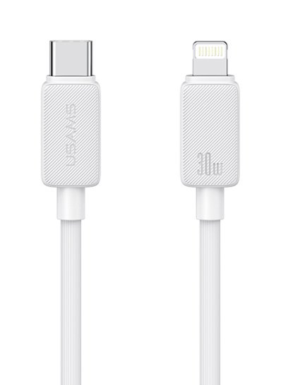 USAMS καλώδιο Lightning σε USB-C US-, 30W, 480Mbps, 1m, λευκό 6886