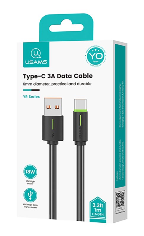 kalodio USB-C se USB US-, 3A, 480Mbps, 1m, mayro 7624 3A