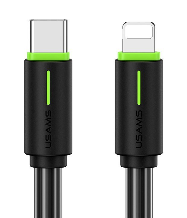 USAMS καλώδιο Lightning σε USB-C US-, 30W, 480Mbps, 1m, μαύρο 7628