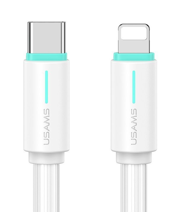 USAMS καλώδιο Lightning σε USB-C US-, 30W, 480Mbps, 1m, λευκό 7629
