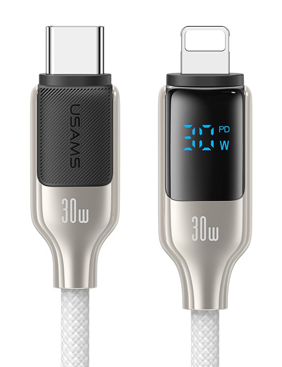 USAMS καλώδιο Lightning σε USB-C , 30W, 480Mbps, 1.2m, λευκό