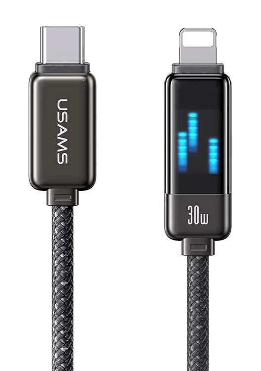 USAMS καλώδιο Lightning σε USB-C , 30W, 480Mbps, 1.2m, μαύρο 8072