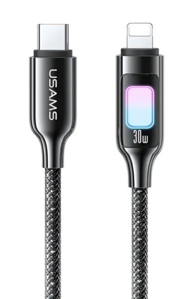USAMS καλώδιο Lightning σε USB-C , 30W, 480Mbps, 1.2m, μαύρο 8068