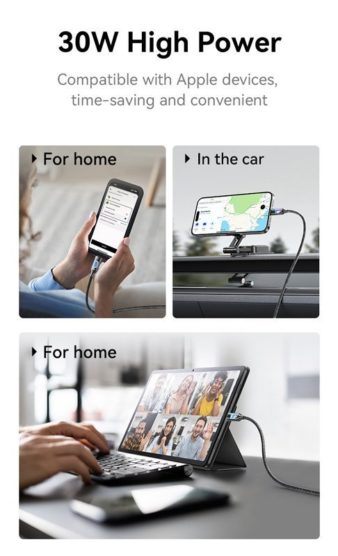 USAMS καλώδιο Lightning σε USB-C , 30W, 480Mbps, 1.2m, λευκό 8069 - Image 3