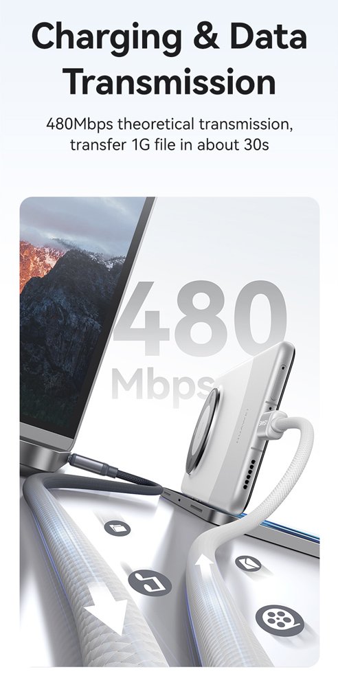 kalodio USB-C, 60W, 480Mbps, 1.2m, mayro/leyko 8985 60 watt