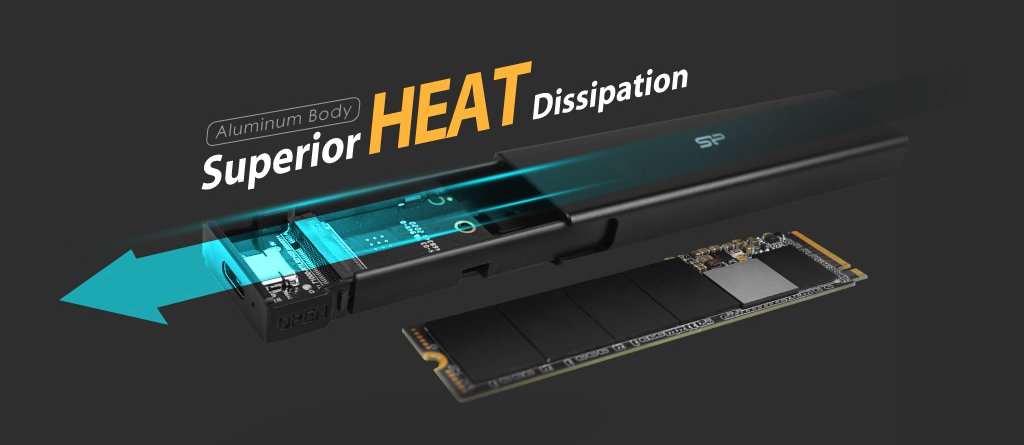 ILICON POWER thiki gia M.2 PCIe NVMe/ATA D PD60, tool free, 10Gbps, mayri 7787 M.2 SSD