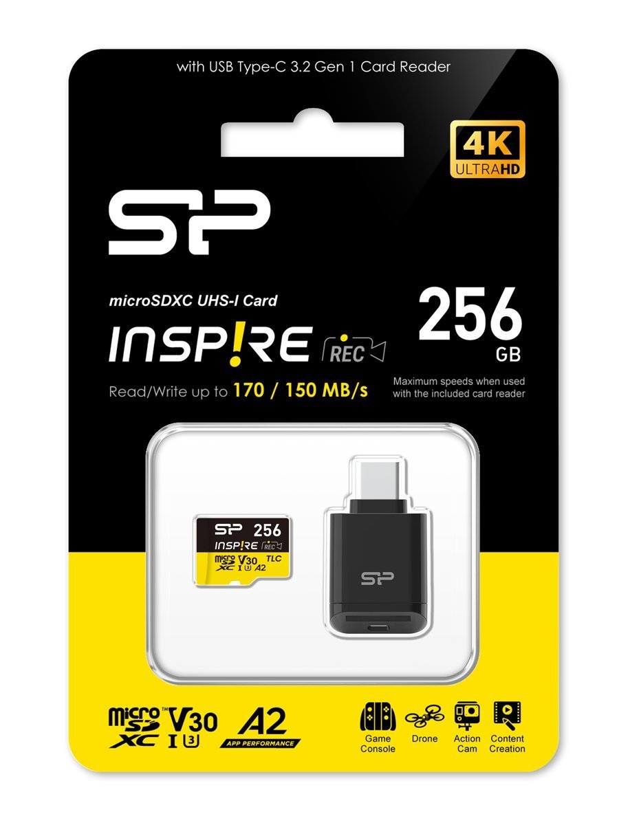 ILICON POWER karta mnimis microDXC Inspire me card reader, 256GB, UH-I U3 A1 V30 9134 ~256GB 2