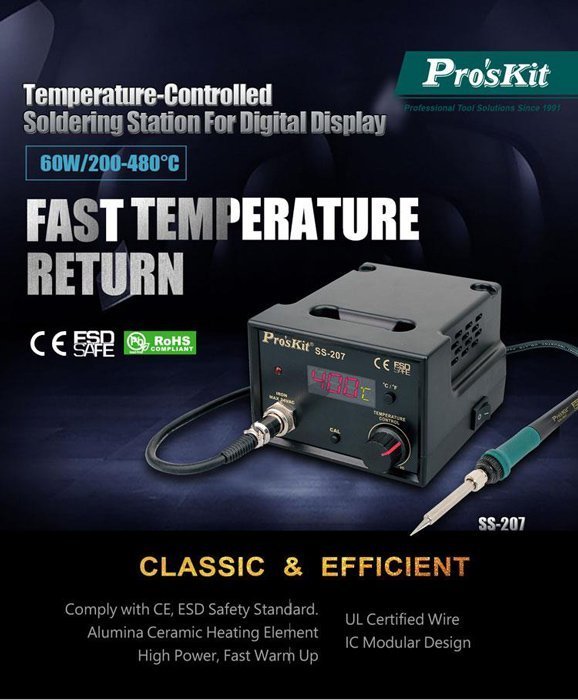 PROSKIT σταθμός συγκόλλησης με κολλητήρι, 60W, 200~480 °C 6491 - Image 2