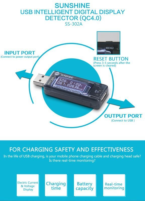 USB tester fortisis, V/A/Time/mAh 4453 Tester 3