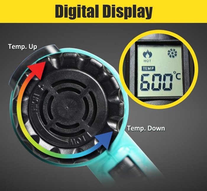 PROSKIT πιστόλι θερμού αέρα με οθόνη, 1800W, 50~600 °C 6484 - Image 5