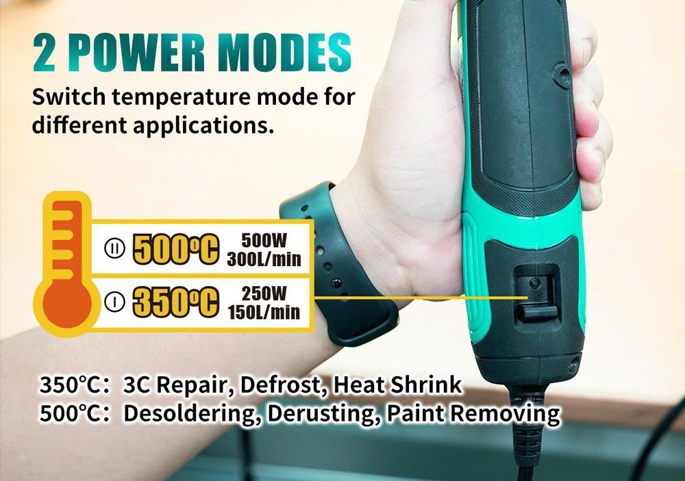 PROSKIT μίνι πιστόλι θερμού αέρα , 250/500W, 350/500 °C 6487 - Image 4