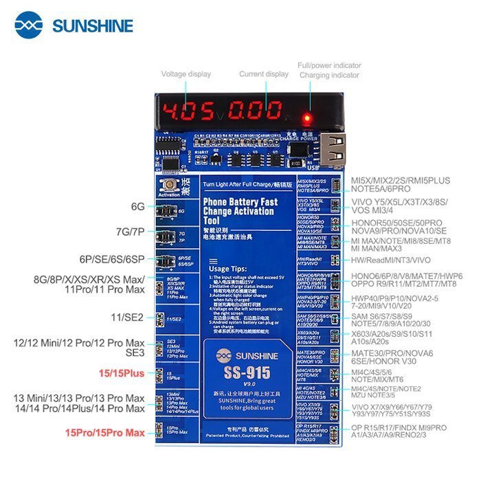 SUNSHINE tester μπαταριών για Apple & Android smartphone, V9.0 4454 - Image 3