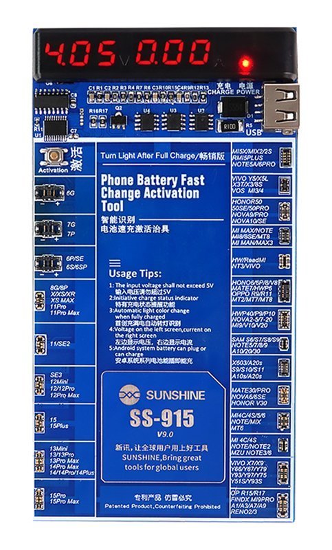 SUNSHINE tester μπαταριών για Apple & Android smartphone, V9.0 4454