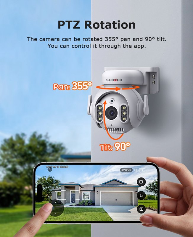 SECTEC smart κάμερα , 3MP, WiFi, SD, PTZ, IP65 7356 - Image 2