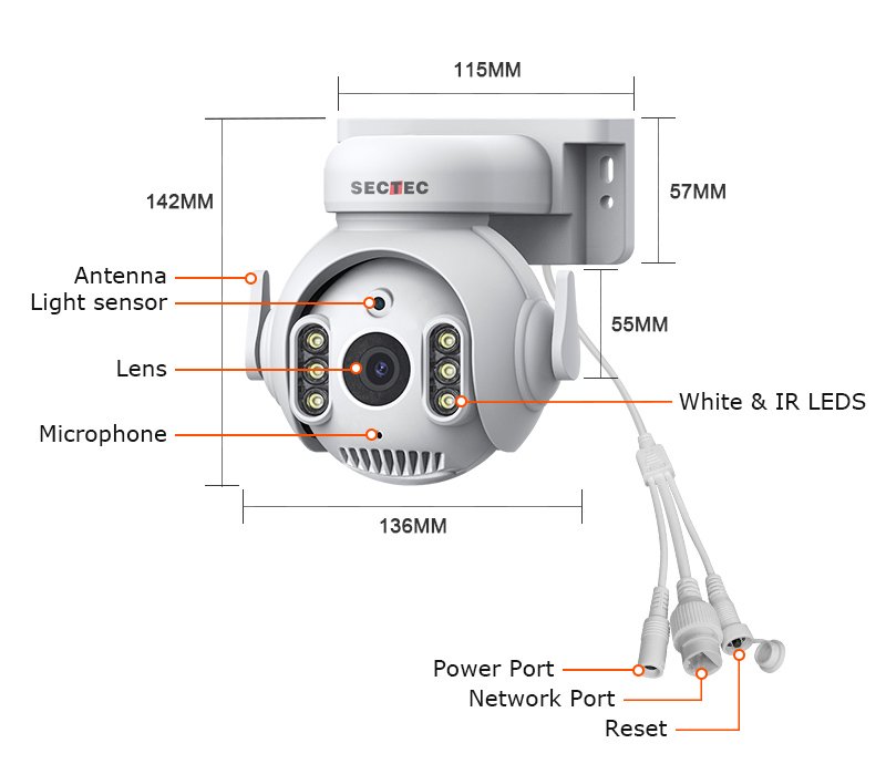 SECTEC smart κάμερα , 3MP, WiFi, SD, PTZ, IP65 7356 - Image 9