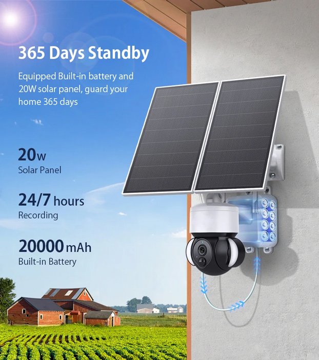 SECTEC smart ηλιακή κάμερα , 3MP, 4G, PIR, PTZ, SD, 20000mAh, IP65 6043 - Image 3