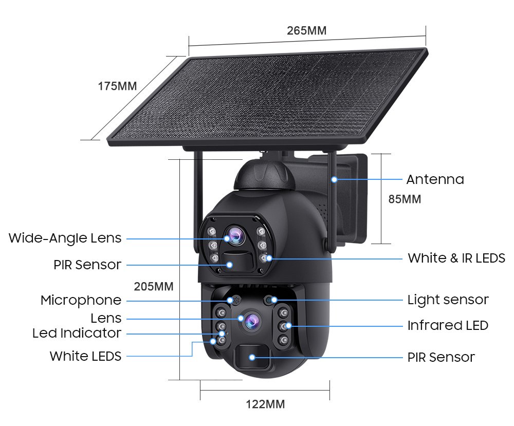 smart iliaki kamera, dual lens, 3MP, 4G, SD, PTZ, IP66 9465 4G
