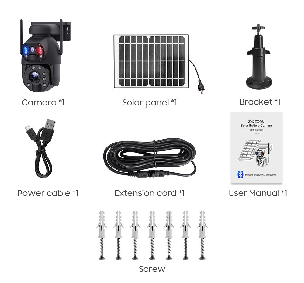 SECTEC smart ηλιακή κάμερα , 3MP dual lens, 20x zoom, WiFi, SD, PTZ 7037 - Image 6