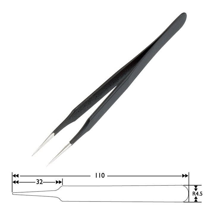 SPROTEK ESD αντιστατική τσιμπίδα , 110mm, ίσια, λεπτή 17