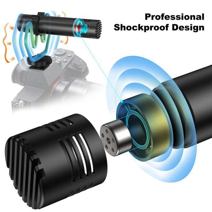 SYNCO μικρόφωνο για κάμερα , δυναμικό, 3.5mm, shock mount, μαύρο 4867 - Image 4