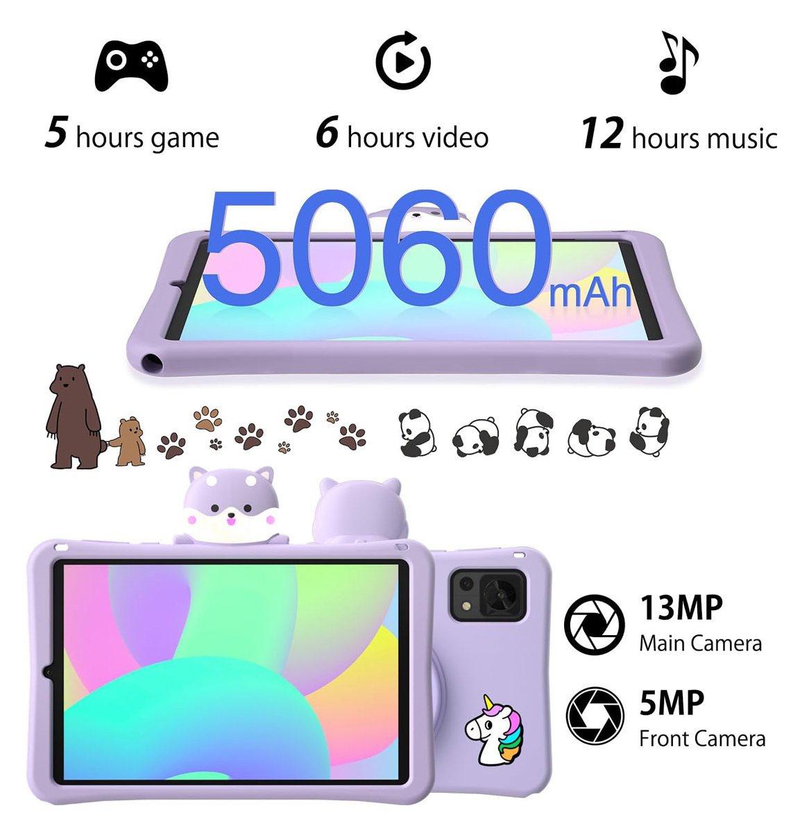 DOOGEE tablet Mini Kids, 8.4", 4/128GB, 4G, Android 13, 5060mAh, μωβ 9609 - Image 4