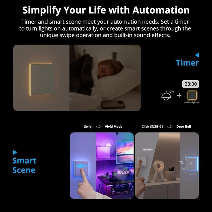 smart diakoptis me LED fotismo, diplos, Wi-Fi, leykos 6409 Diakoptis toichoy