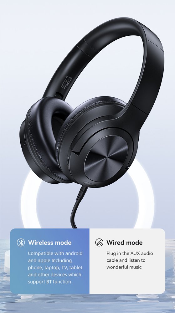 USAMS headphones YH21, ασύρματα & ενσύρματα, Φ40mm, 500mAh, μαύρα 8064 - Image 3