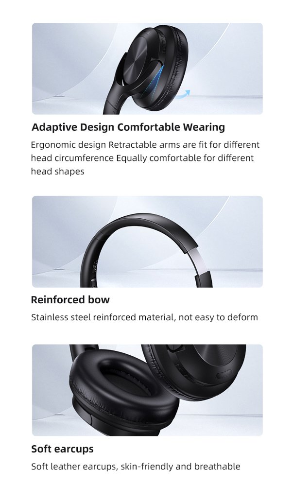 USAMS headphones YH21, ασύρματα & ενσύρματα, Φ40mm, 500mAh, μαύρα 8064 - Image 5