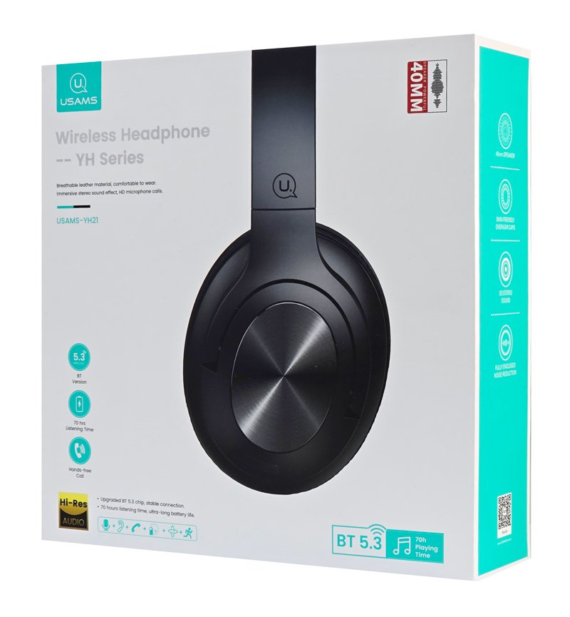 USAMS headphones YH21, ασύρματα & ενσύρματα, Φ40mm, 500mAh, μαύρα 8064 - Image 8