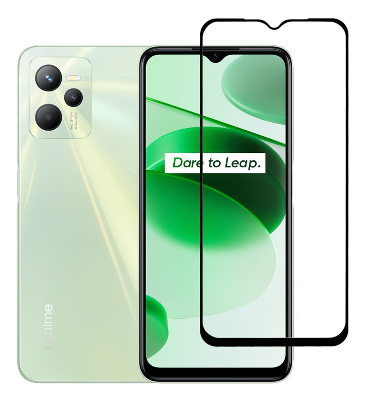 POWERTECH tempered glass 5D , Realme C35, full glue, μαύρο 3863