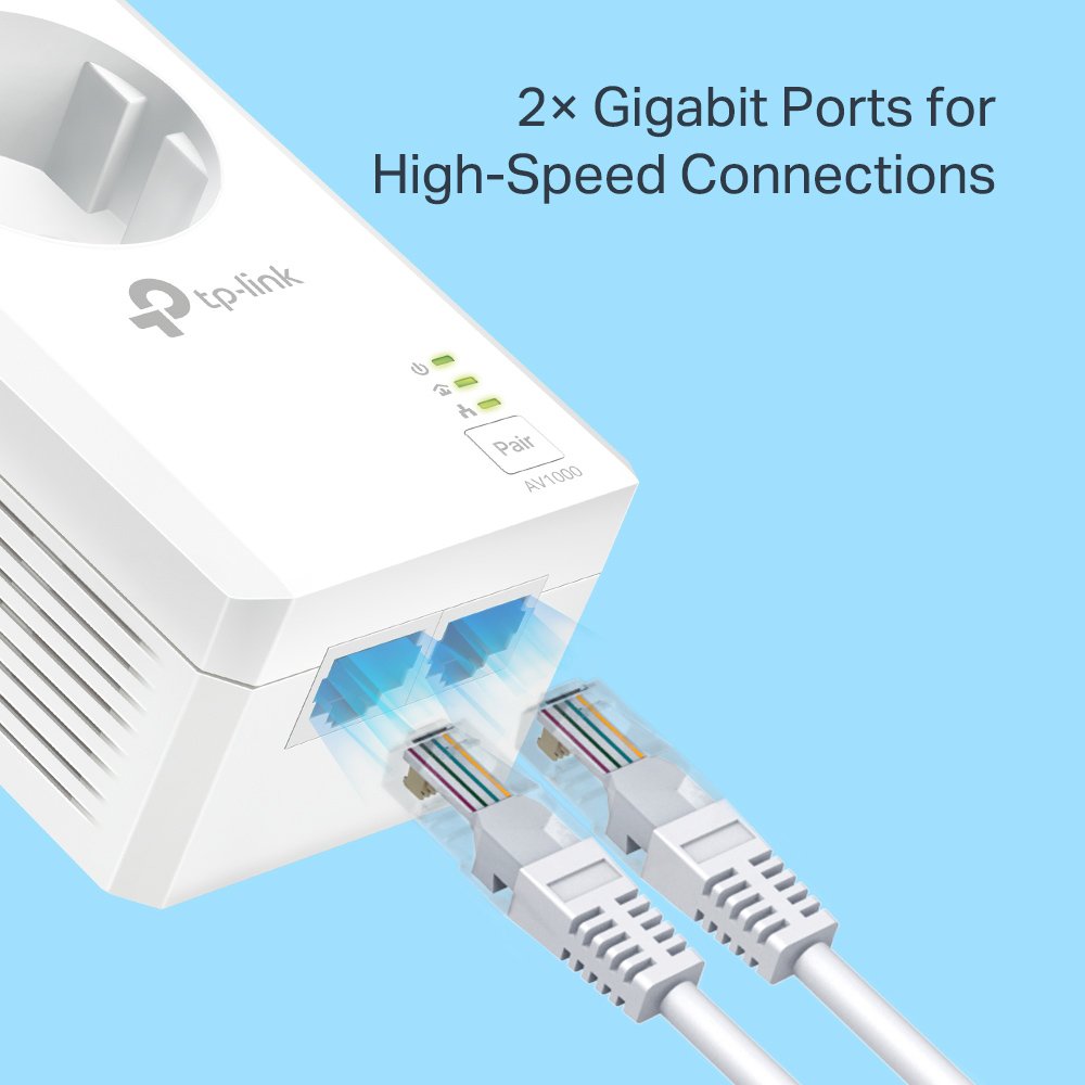 powerline kit KIT, passthrough, AV1000 1000Mbps, V1.0 Ethernet