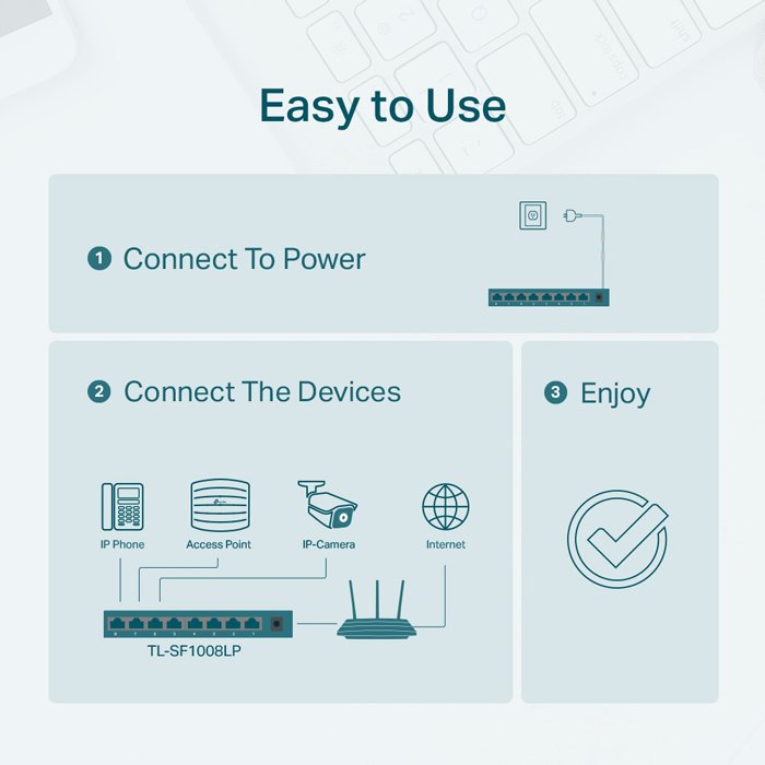 TP-LINK desktop switch , 8-Port 10/100Mbps, 4x PoE, Ver. 2.0 4684 - Image 4