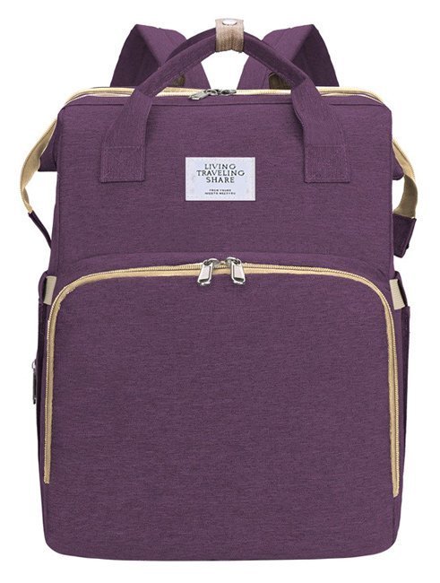 2 in 1 τσάντα πλάτης και παιδικό κρεβατάκι , αδιάβροχη, μωβ 2787