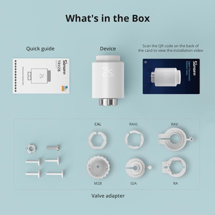smart thermostatiki valvida gia kalorifer, ZigBee, M30x1.5, 48x76mm, 6-28°C 6402 Thermostatis