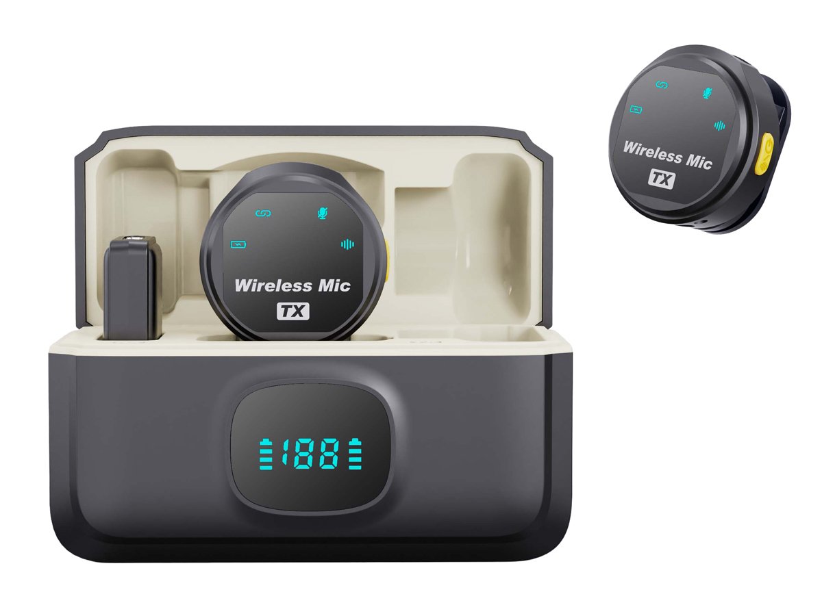 UPTECH ασύρματα μικρόφωνα  με θήκη φόρτισης, USB-C, 2.4GHz, μαύρο