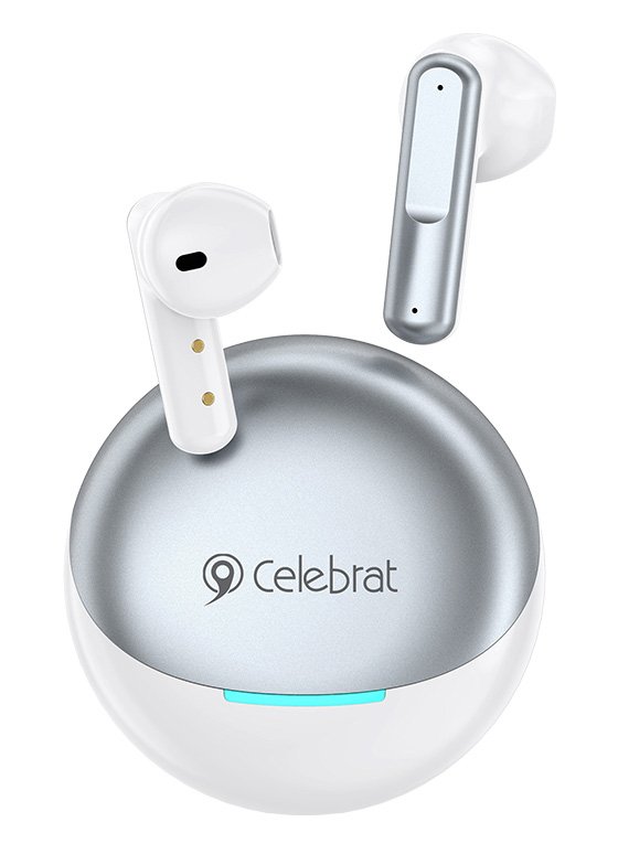 CELEBRAT earphones με θήκη φόρτισης , True Wireless, 13mm, 25/200mAh, λευκά 7867