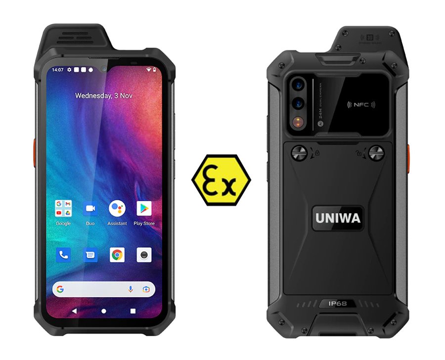UNIWA smartphone , 6.3" HD+, 4/64GB, ηχείο 2W, Atex Zone 2, IP68, μαύρο 9728