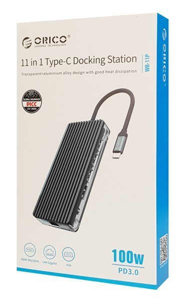 docking station, 11 thyron, USB-C syndesi, 100W PD, 4K, gkri 2173 USB-C