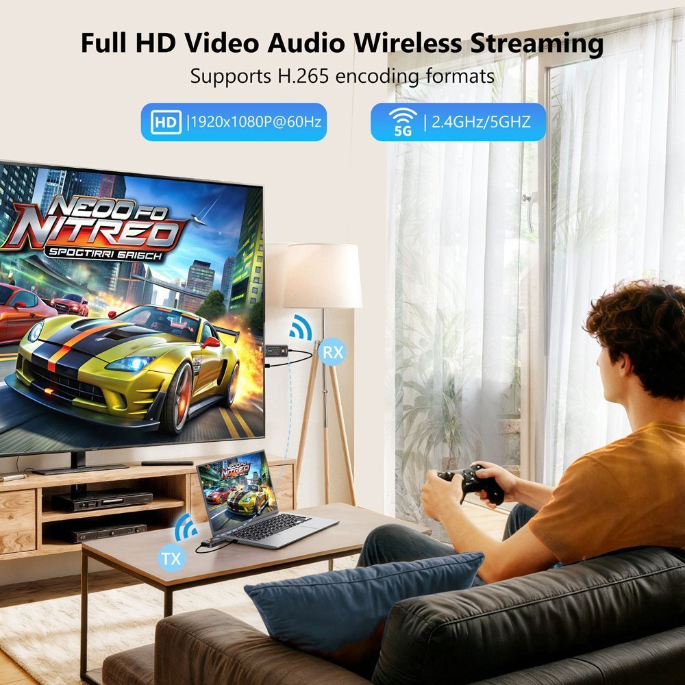 VRRIIS HDMI σύστημα ασύρματης μετάδοσης βίντεο Mini, 1080p, 2.4/5GHz, έως 350m 9790 - Image 2