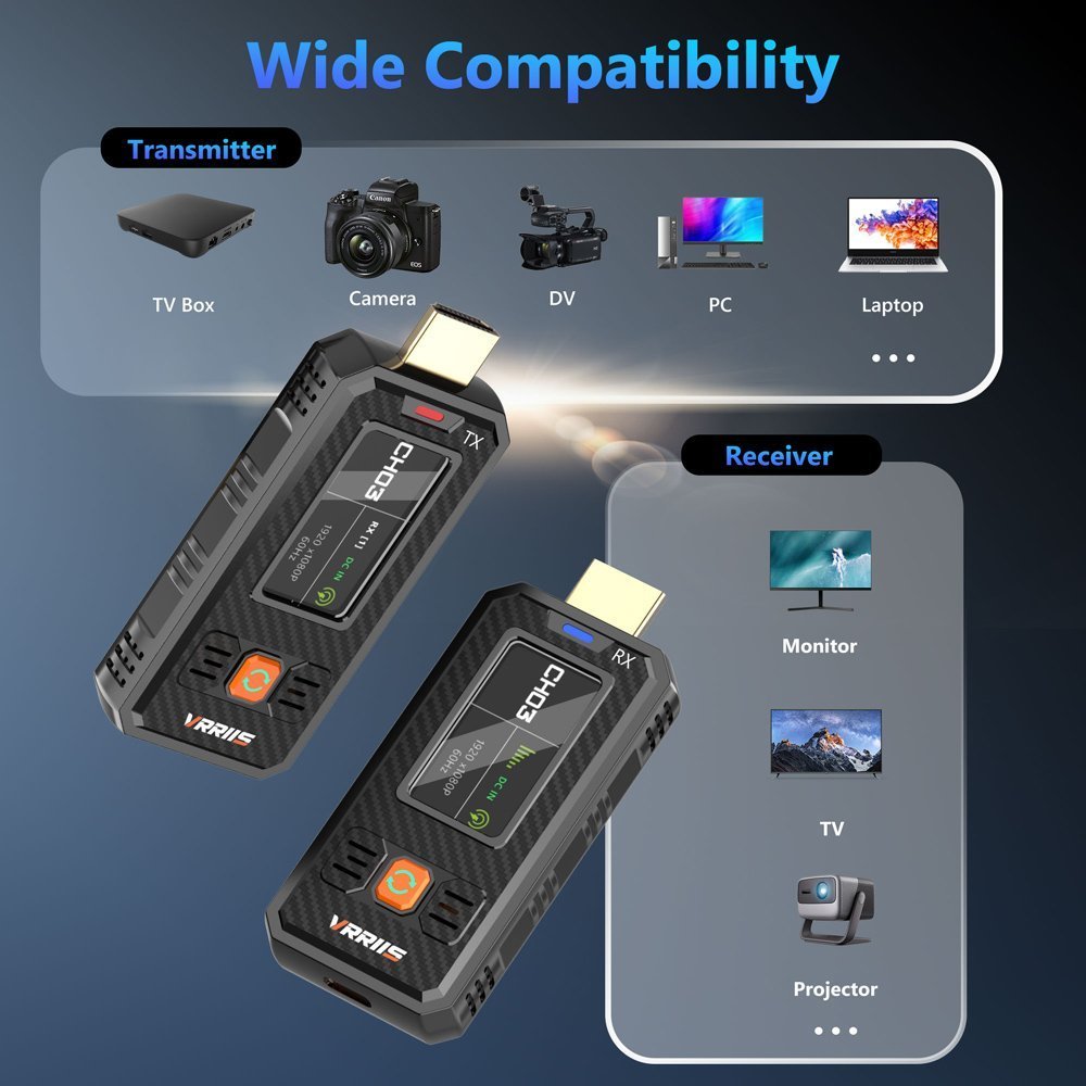 VRRIIS HDMI σύστημα ασύρματης μετάδοσης βίντεο Mini, 1080p, 2.4/5GHz, έως 350m 9790 - Image 6