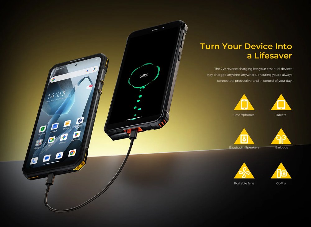 smartphone, 7.2", 8/256GB, 5G, 10000mAh, IP68/IP69K/MIL-STD-810H, kitrino 9806 6" kai ano