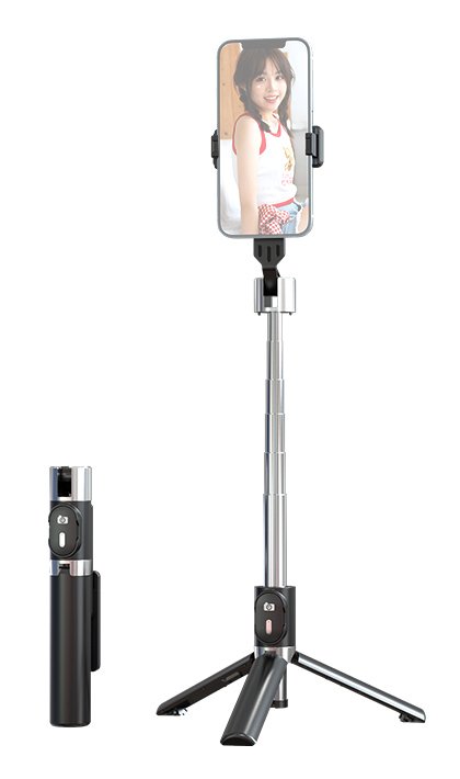 USAMS selfie stick  με τρίποδο, έως 110cm, Bluetooth, μαύρο 8061