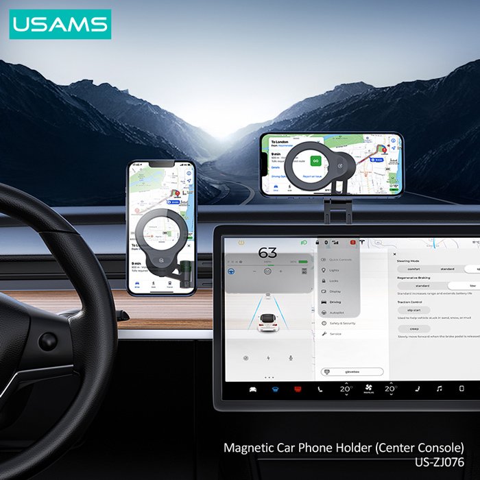 USAMS βάση smartphone αυτοκινήτου US-076 για ταμπλό, μαγνητική, μαύρη 6074 - Image 2