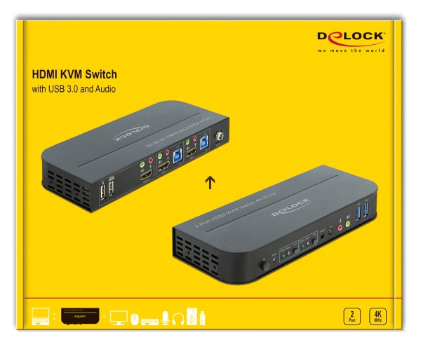 HDMI KVM Switch, 2 ports, USB 3.0, Audio, 4K/60Hz, mayro 2709 KVM 4