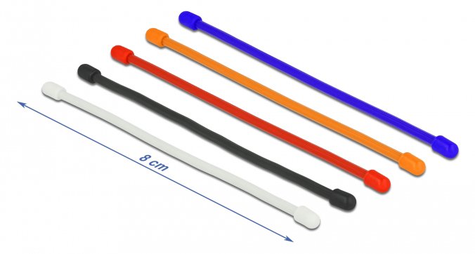 DELOCK Δεματικά καλωδίων , εύκαμπτα, 80x4mm, χρωματιστά, 10τμχ 1424