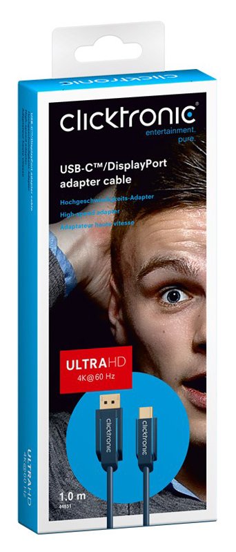 CLICKTRONIC καλώδιο DisplayPort σε USB Type-C , 4K/60Hz, 1m, μπλε 3297 - Image 2