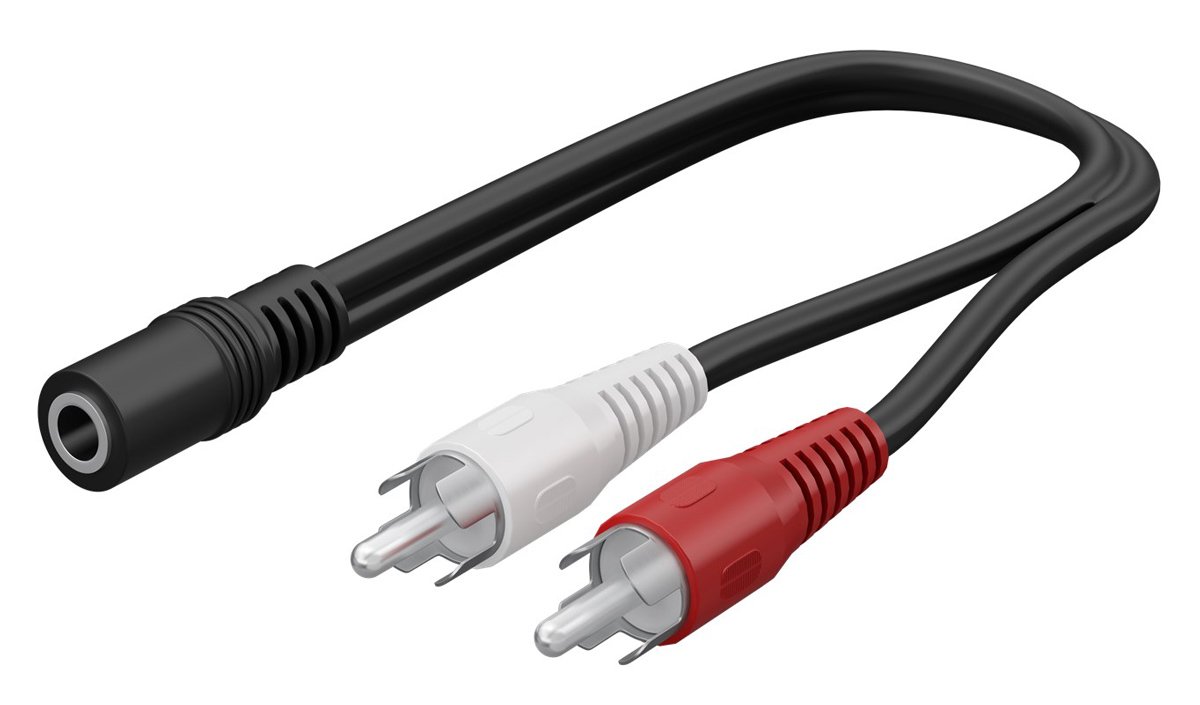 GOOBAY καλώδιο 3.5mm θηλυκό σε 2x αρσενικό RCA , 0.2m, μαύρο 2221