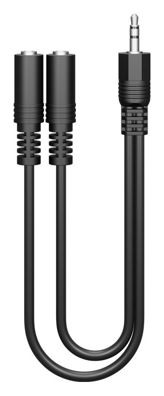 GOOBAY καλώδιο ήχου 3.5mm , αρσενικό σε 2x θηλυκά, 0.2m, μαύρο 2220