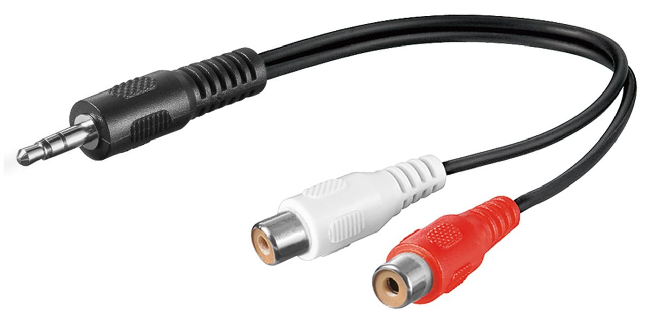 GOOBAY καλώδιο 3.5mm male σε 2x RCA female , 0.2m, μαύρο 2447