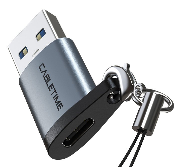 CABLETIME αντάπτορας USB-C σε USB CT-AMCF, 2.1A, 5Gbps, γκρι 2346